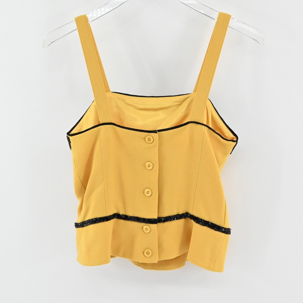 Vtg Nolan Miller Wool‎ Beaded Jacket Tank Set Size 8 Yellow Retro Glam Hong Kong - Picture 13 of 16